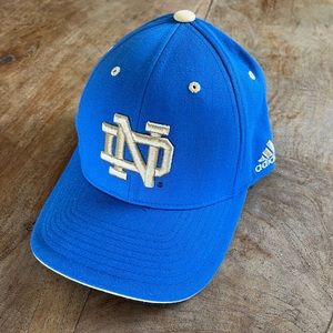 NOTRE DAME ND Vintage Throwback Adidas ROYAL BLUE Osfa HAT Embroidered Shamrock